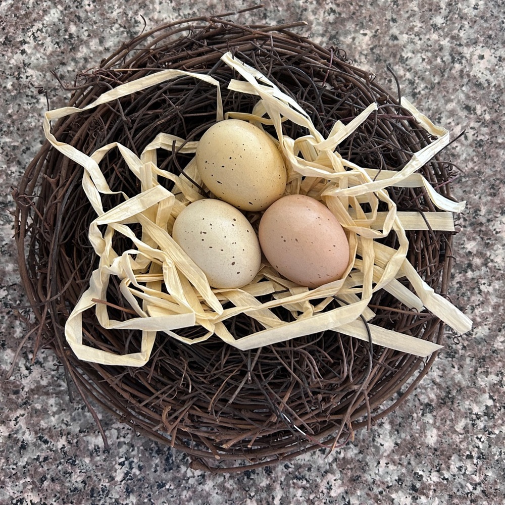 Decorative Easter Nest with Speckled Eggs